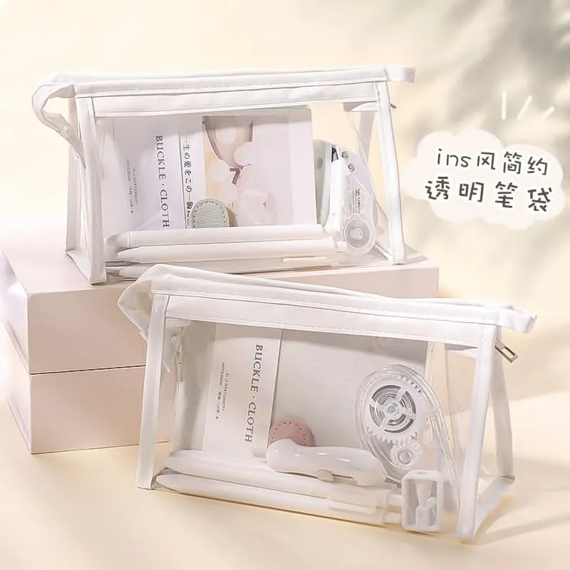 Large Capacity Transparent Stationery Pencil Bag