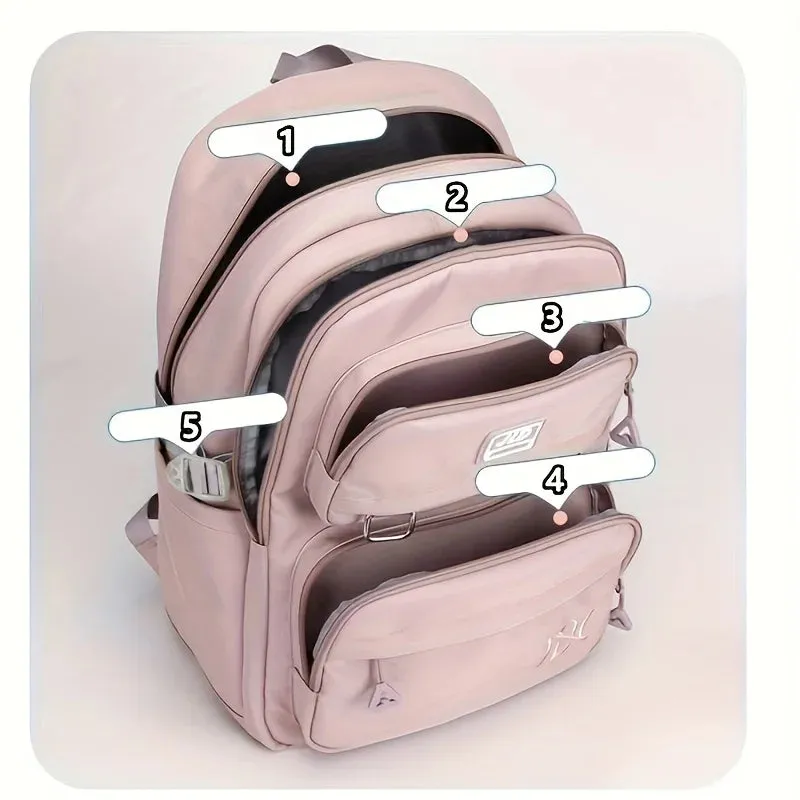 Large Capacity Waterproof Nylon Backpack – Stylish & Versatile Double Shoulder Bag for Students and Travel