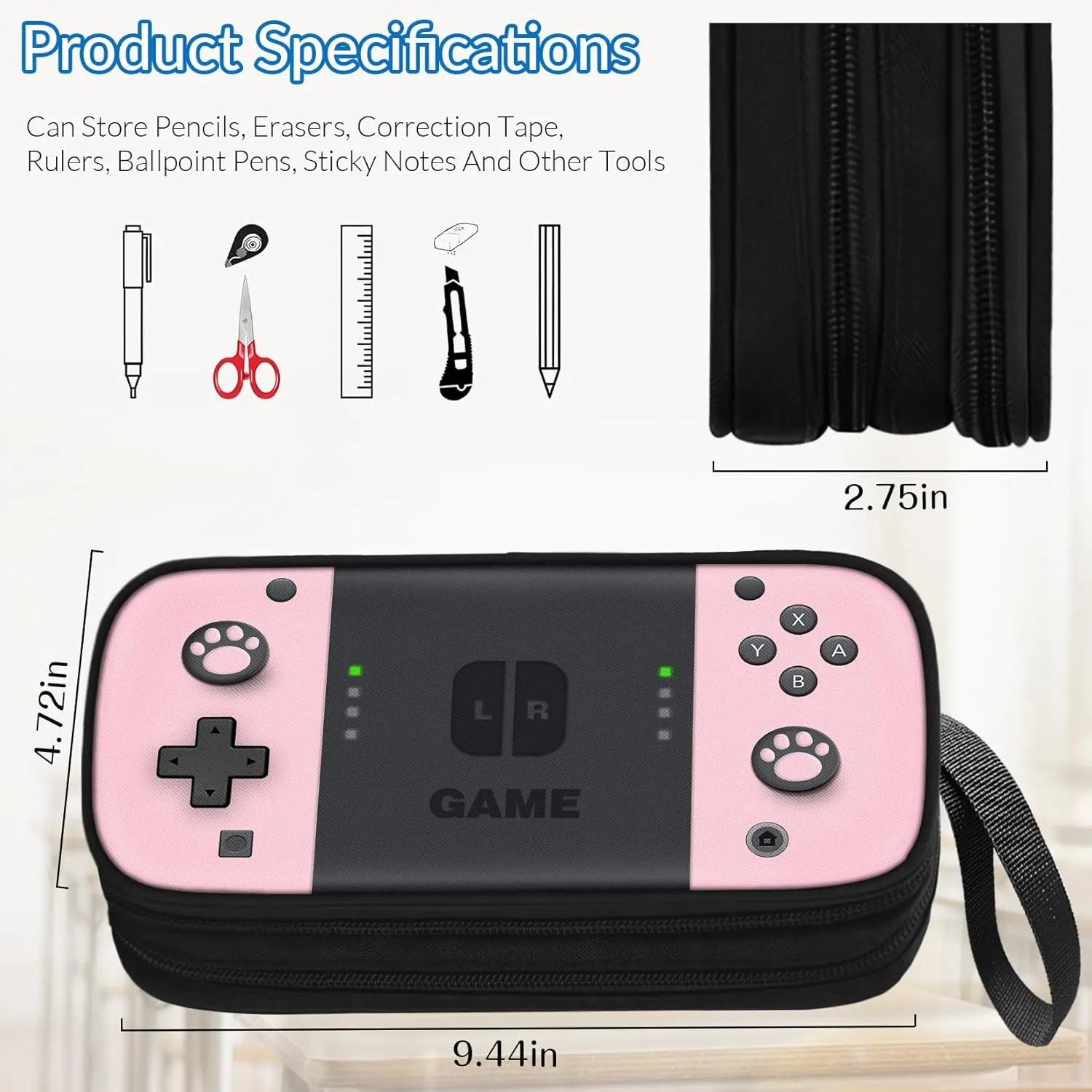 Large Pencil Case for Boys - Boys Pencil Pouch with Zipper Compartments - Big Capacity Pen Box Gamer Pen Bag Organizer for Kids Teens School