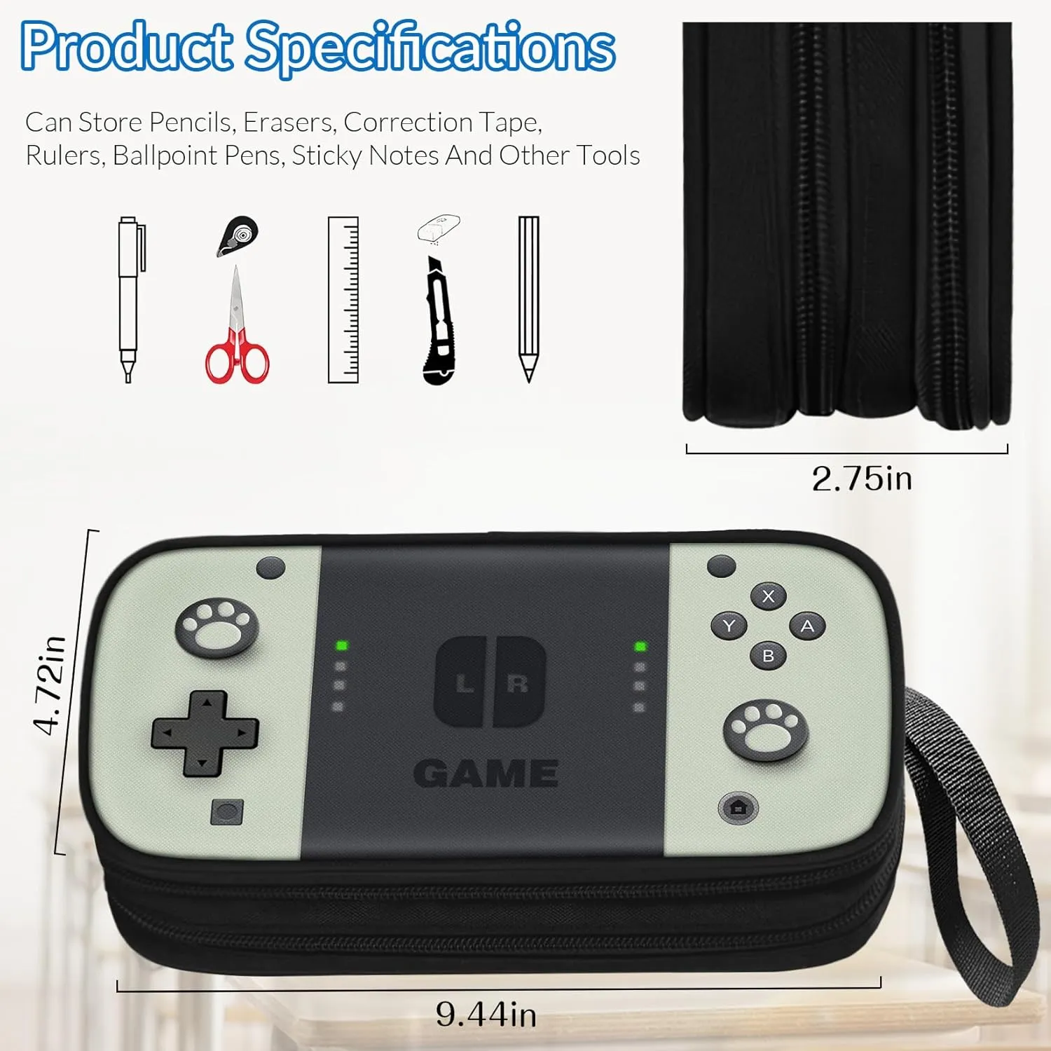 Large Pencil Case for Boys - Boys Pencil Pouch with Zipper Compartments - Big Capacity Pen Box Gamer Pen Bag Organizer for Kids Teens School