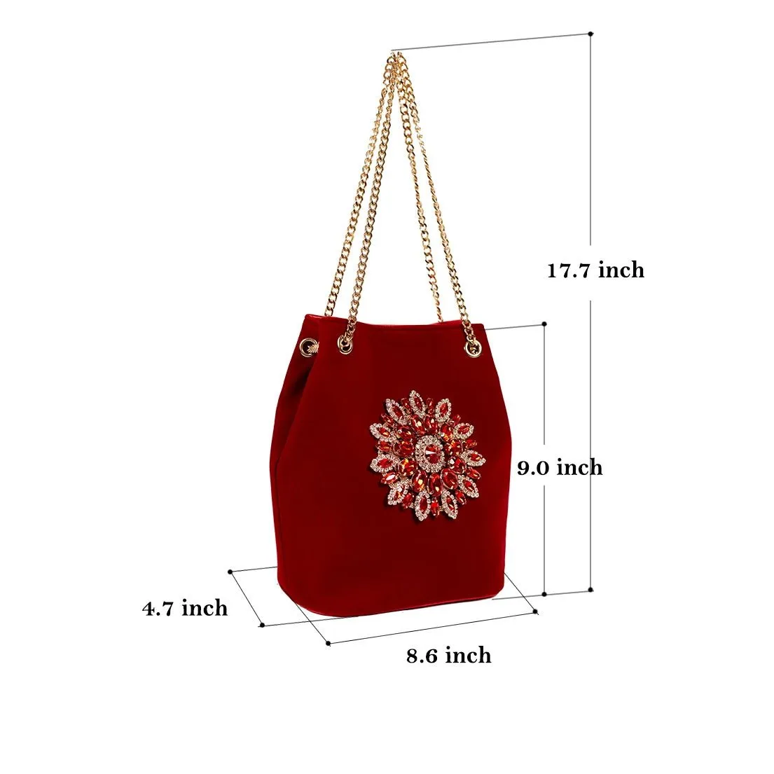 Large Velvet Diamond Floral Evening Bag