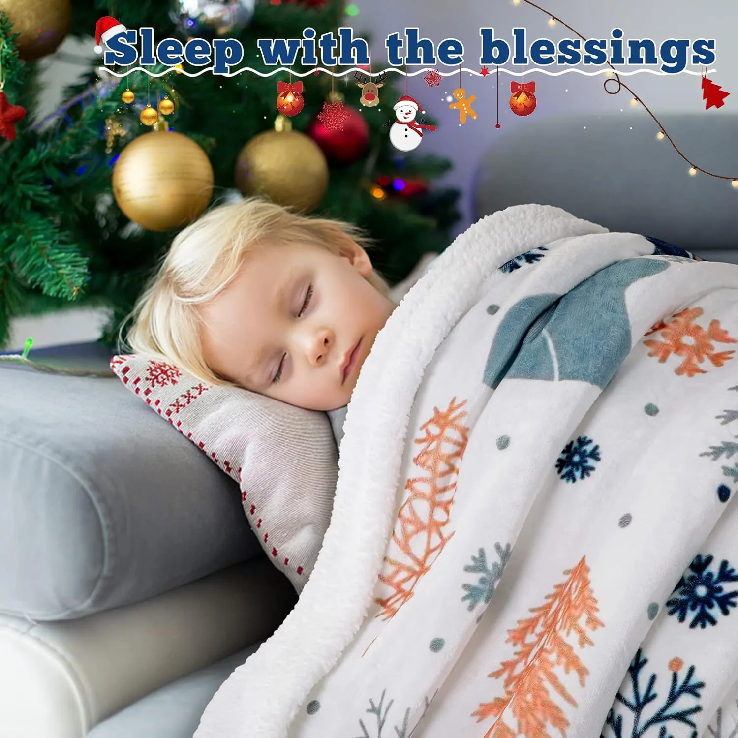 LBRO2M Sherpa Fleece Bed Blanket Twin Size,Christmas Super Soft Fuzzy Plush Warm Cozy Fluffy Microfiber Couch Throw Velvet Double Reversible Luxurious Blankets