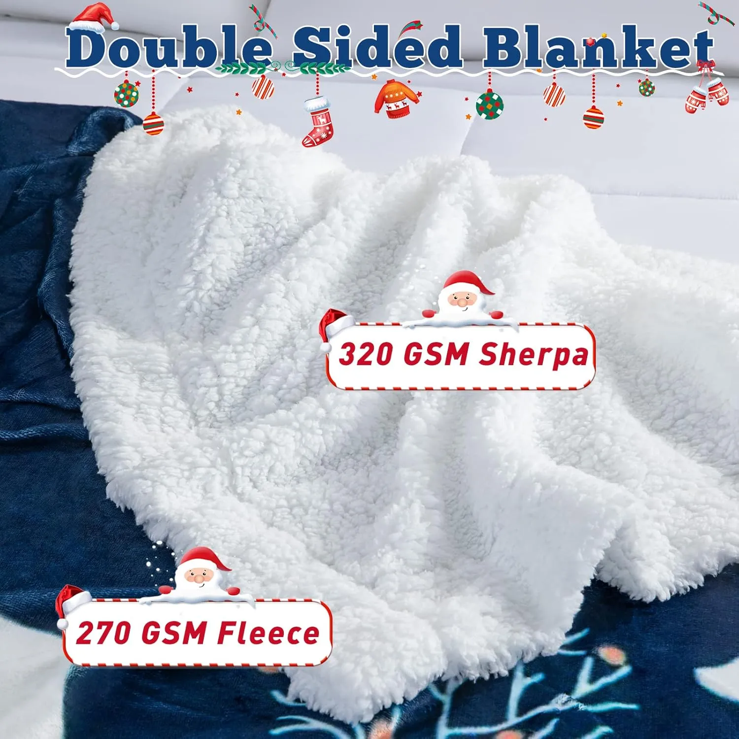LBRO2M Sherpa Fleece Bed Blanket Twin Size,Christmas Super Soft Fuzzy Plush Warm Cozy Fluffy Microfiber Couch Throw Velvet Double Reversible Luxurious Blankets