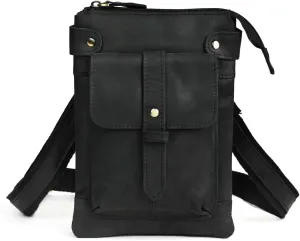 Le'aokuu Mens Genuine Leather Fanny Small Messenger Shoulder Satchel Waist Bag Pack 8711