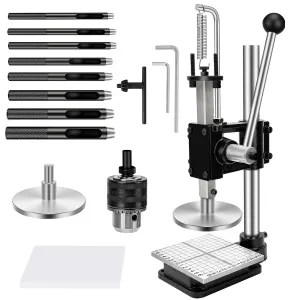 Leather Press, Hole Puncher and Cutting Machine for DIY Leather Craft - Hand Punching, Forming, Pressing, Installing Rivets and Snap Buttons