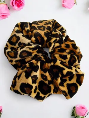 Leopard Velvet Hair Scrunchy - Large