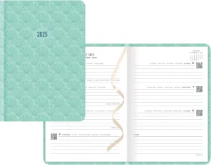 Letts of London® By the Sea 2025 Weekly/Monthly Planner, 12 Months, January to December, Sewn Binding, A5 Size, 8.25" x 5.875", Multilingual, Aquamarine (C082477-25)