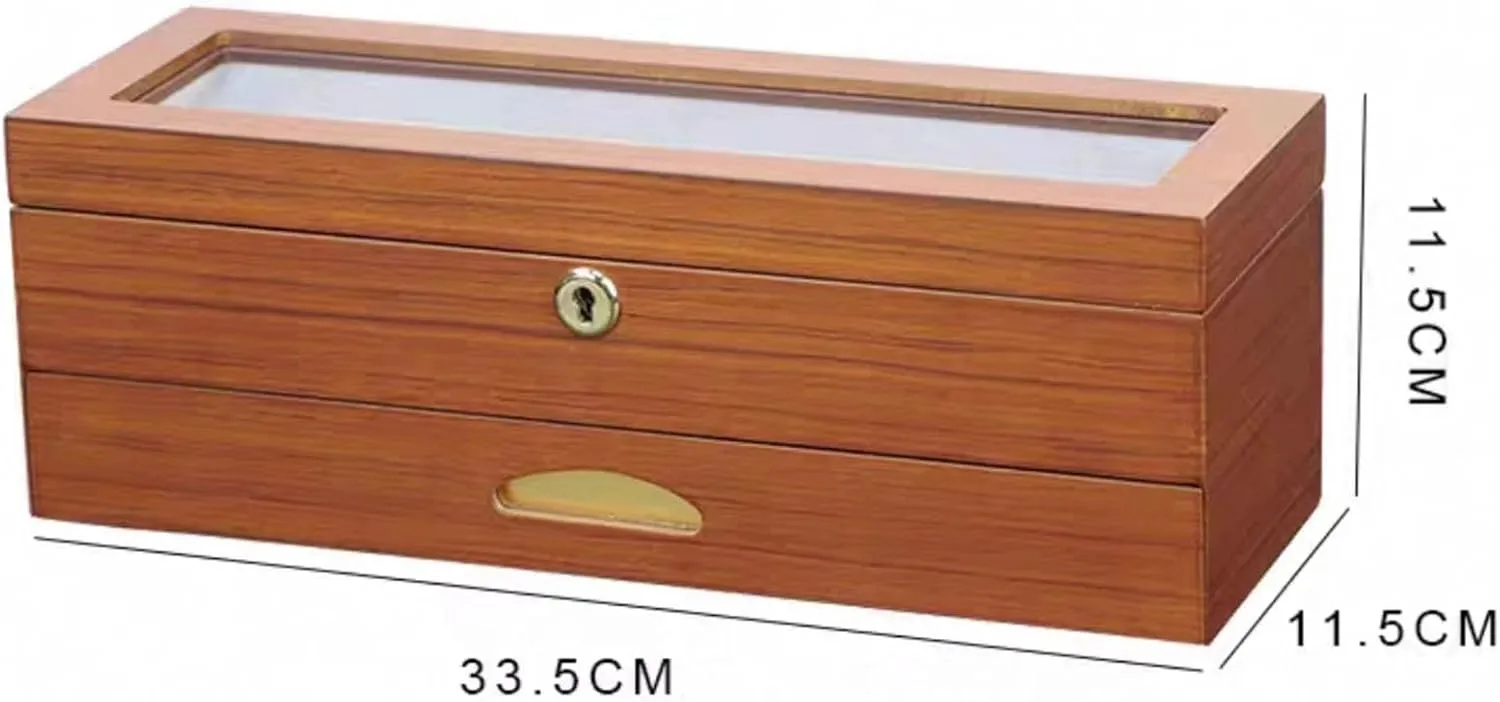 LHX Watch Box Double-layer Box Wooden Watch Collection Box 33.5 * 11.5 * 11.5CM(Light)