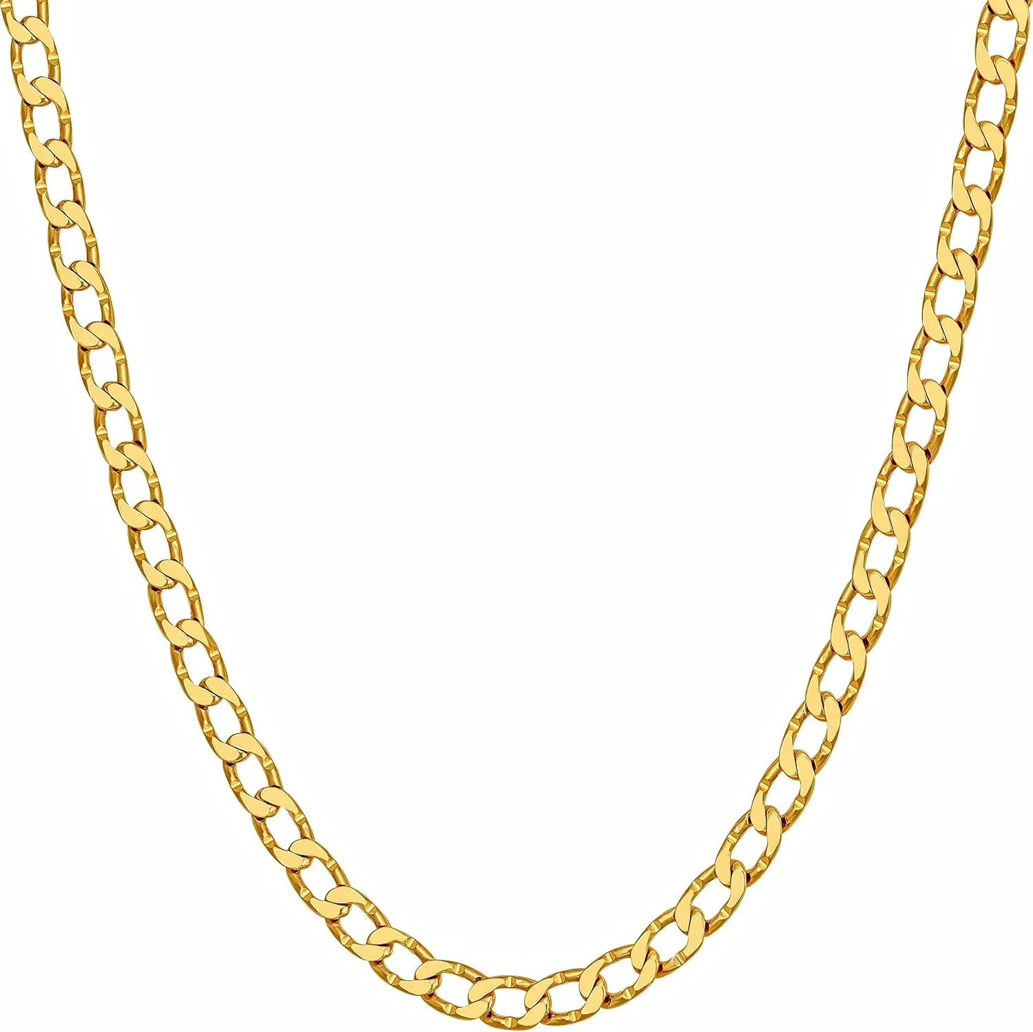 LIFETIME JEWELRY Diamond Cut Edge Curb Link Chain Necklace 24k Real Gold Plated