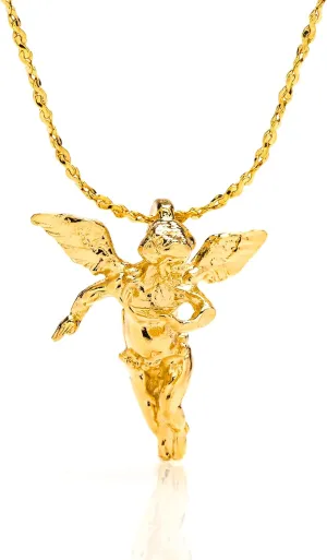 LIFETIME JEWELRY Medium Guardian Angel Pendant Necklace Charm 24K Real Gold Plated