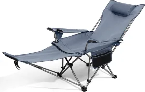 Lightweight Folding Beach Chair, Camping Chair of Removable and Washable, Outdoor Portable Chair for Adults Camping Beach Picnic Barbeques Sporting Event (Color : Grey Solid)