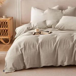 Linen Duvet Cover California King - Soft Breathable Cotton Linen Blend, 3-Pieces Bedding Set with 2 Pillowcases, Stonewashed Texture, Khaki, All-Season Comfort
