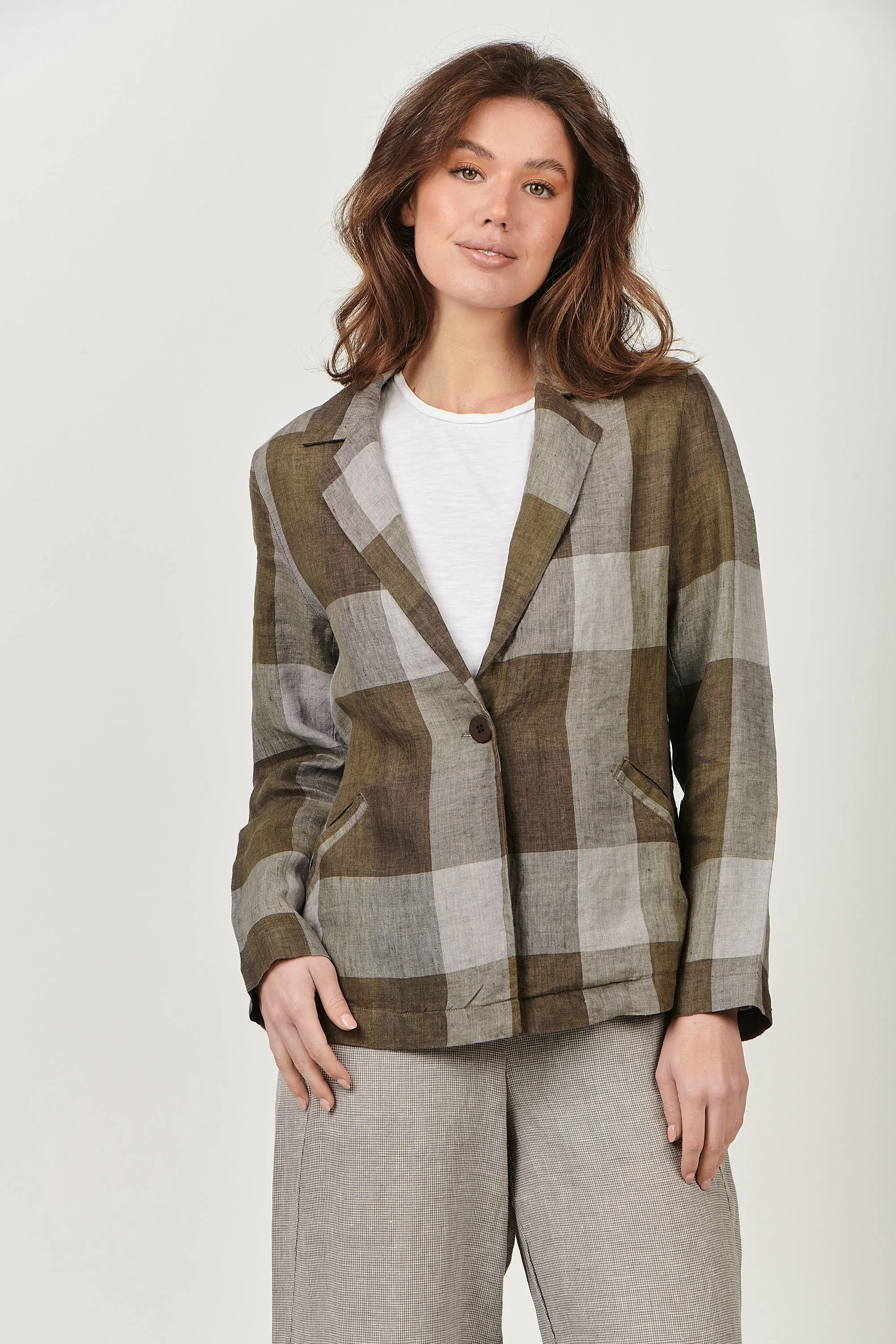Linen Jacket GA500 Breen Plaid