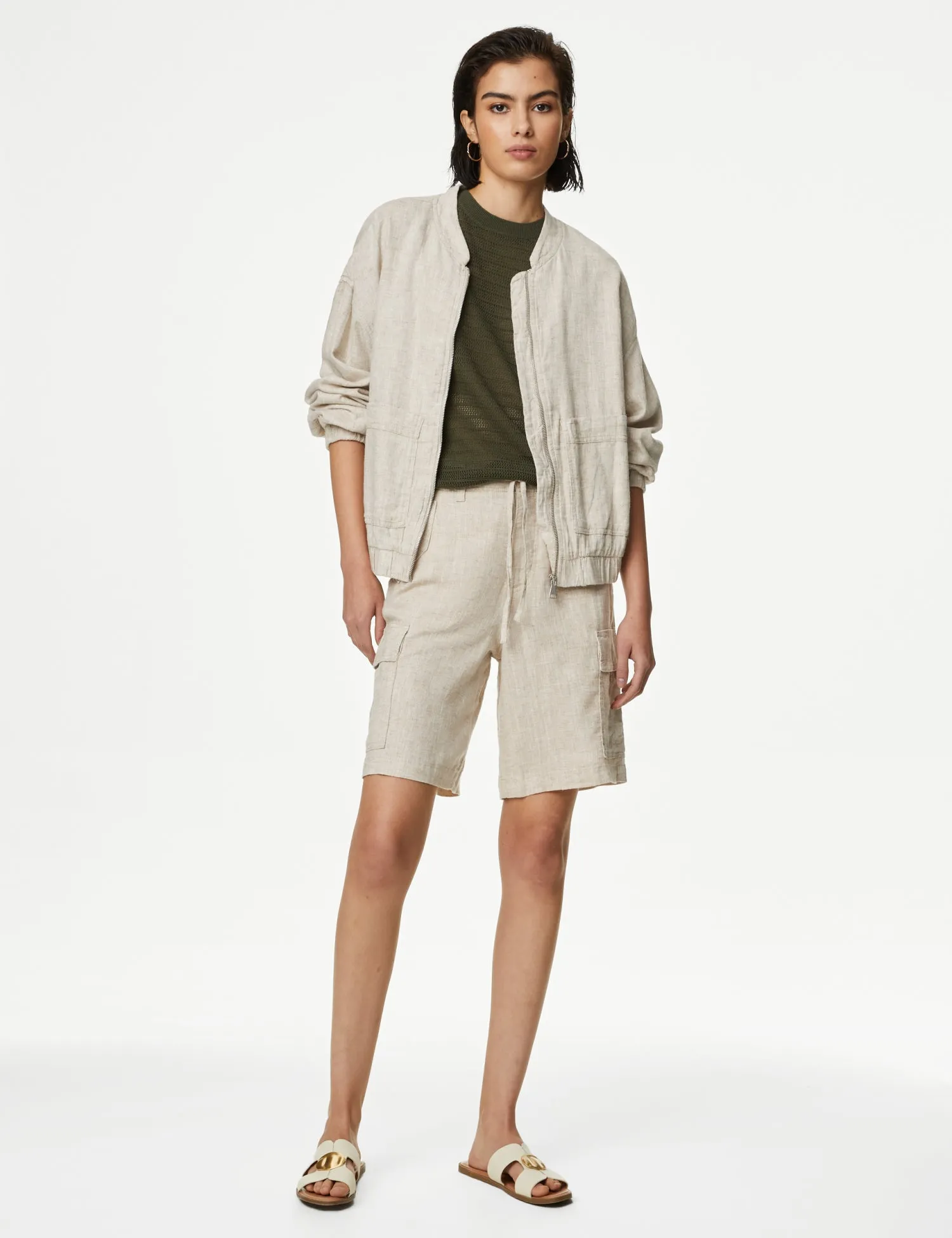 Linen Rich Cargo Utility Shorts