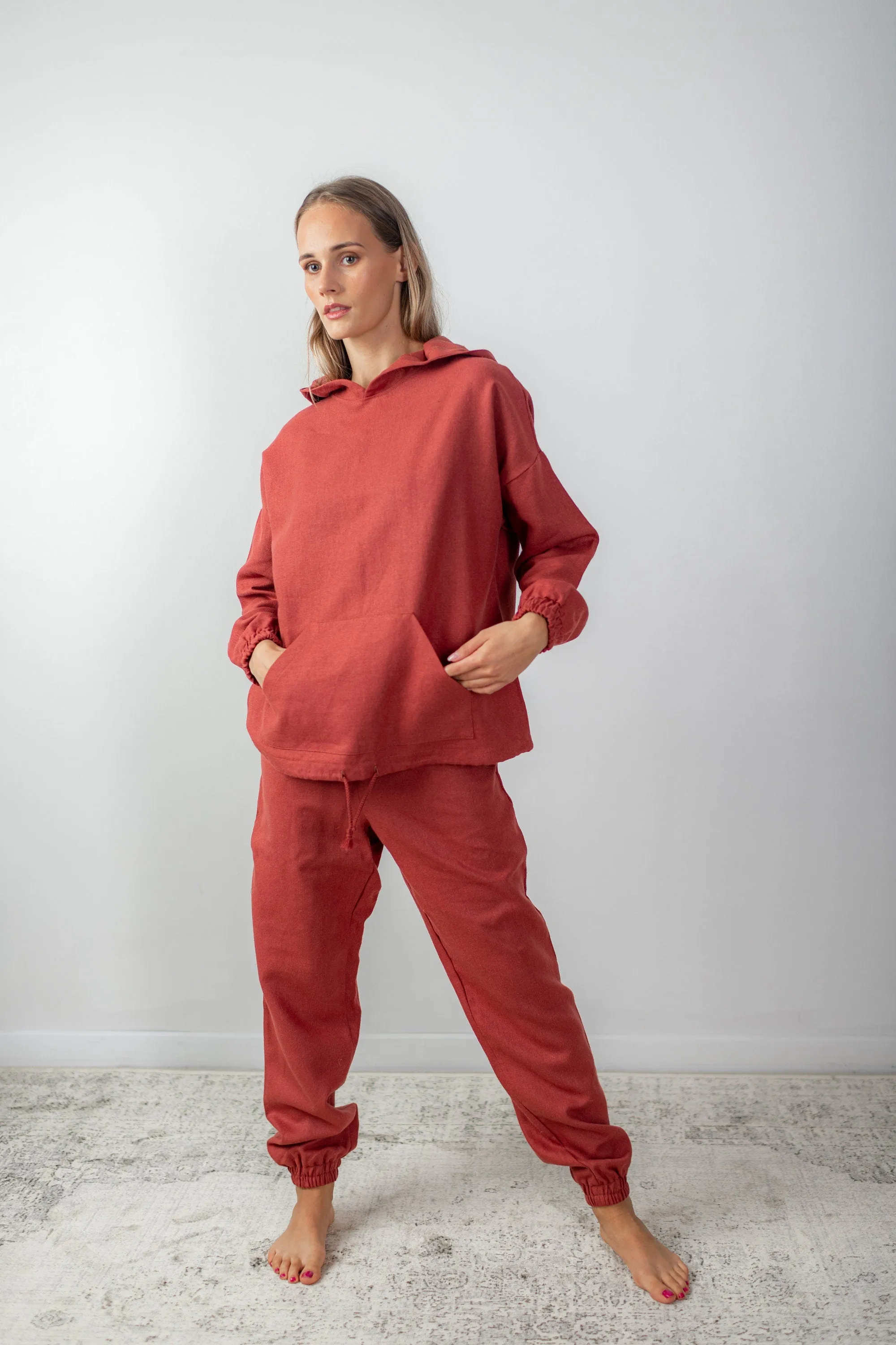 Linen Sweatsuit. Oversized Hoodie and Joggers Set.
