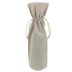 Linen Wine Bag with Drawstrings, Natural, 15-Inch