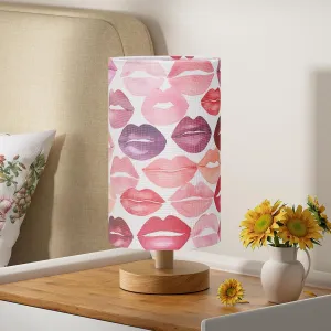 Lips Table Lamp for Bedroom - Inline Control, Small Bedside Lamp with 3000K A15 LED Blub, Easy Assembly (Lips White Shade, 9" Inline Control)