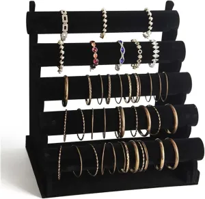 LUCBEI Jewelry Stand 5 Tiers Bracelet Holder Jewelry Detachable Velvet Bracelet Holder Watch Display Stand Bangle Bar Necklace Storage Organizer Jewelry Holder Jewelry Display (Color : Black)