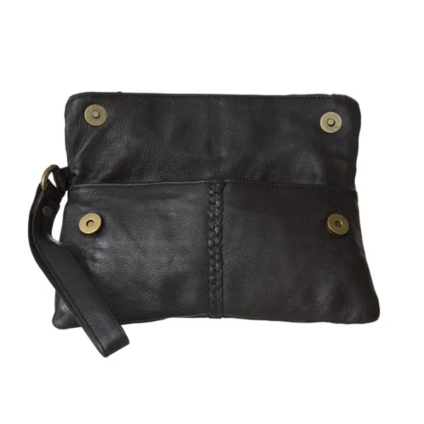 Luna Soft Leather Clutch | Black