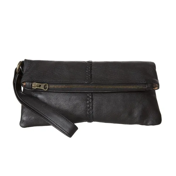 Luna Soft Leather Clutch | Black