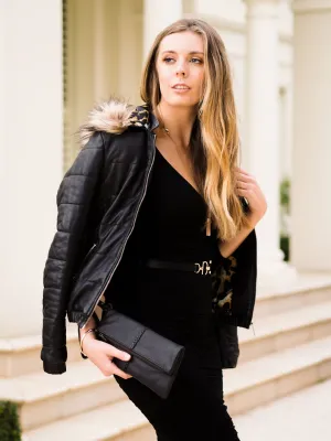 Luna Soft Leather Clutch | Black
