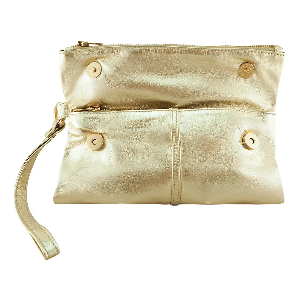 Luna Soft Leather Clutch | Gold Metallic