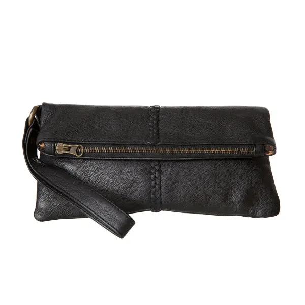 Luna Soft Leather Clutch | Silver Metallic