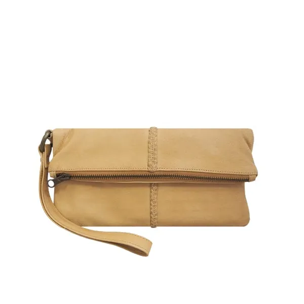 Luna Soft Leather Clutch | Silver Metallic