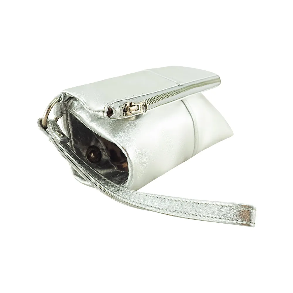 Luna Soft Leather Clutch | Silver Metallic