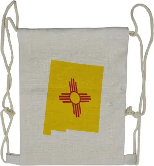 Lunarable New Mexico Drawstring Backpack, Waving State Flag as Map, Sackpack Bag