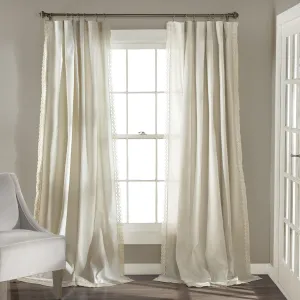 Lush Decor Rosalie Light Filtering Window Curtain Panel Set- Pair- Vintage Farmhouse & French Country Style Curtains - Timeless Dreamy Drape - Romantic Lace Trim - 54" W x 95" L, Ivory