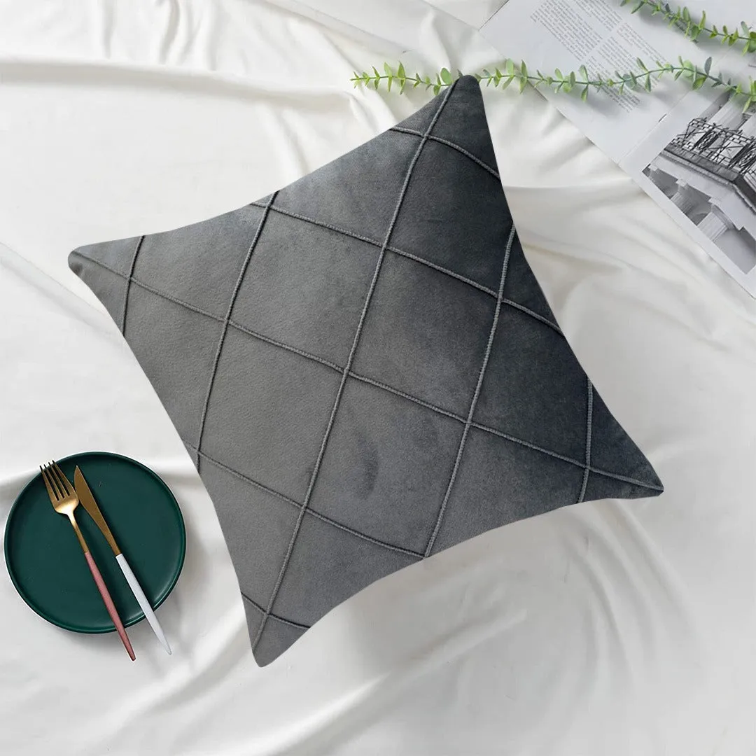 Luxury Velvet Embellished Cushion Cover In Gray Color 16″ x 16″ 1040196