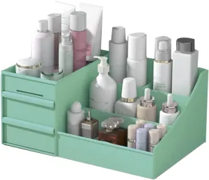 Makeup Organizer for Vanity, Large Cosmetic Desk Storage Box with Drawers Countertop Organizer for Brushes, Lotions, Lipstick, Perfume (26.5 * 16 * 12cm)