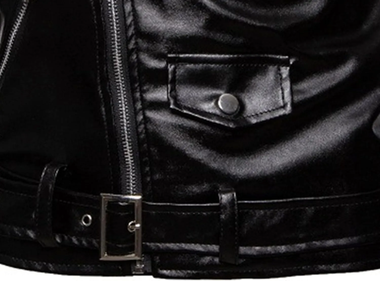 Male Motorcycle Racer Jackets Lapel Asymmetric Zip-Up Coats Casual Belted Motor Jacket All-Weather Riding