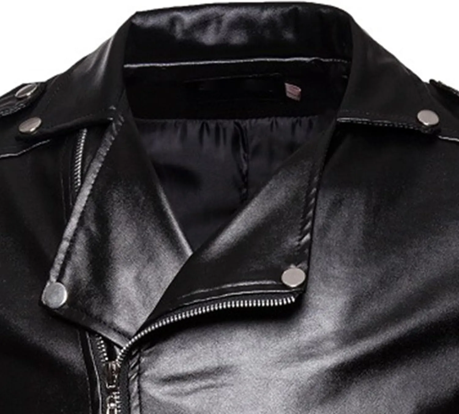 Male Motorcycle Racer Jackets Lapel Asymmetric Zip-Up Coats Casual Belted Motor Jacket All-Weather Riding