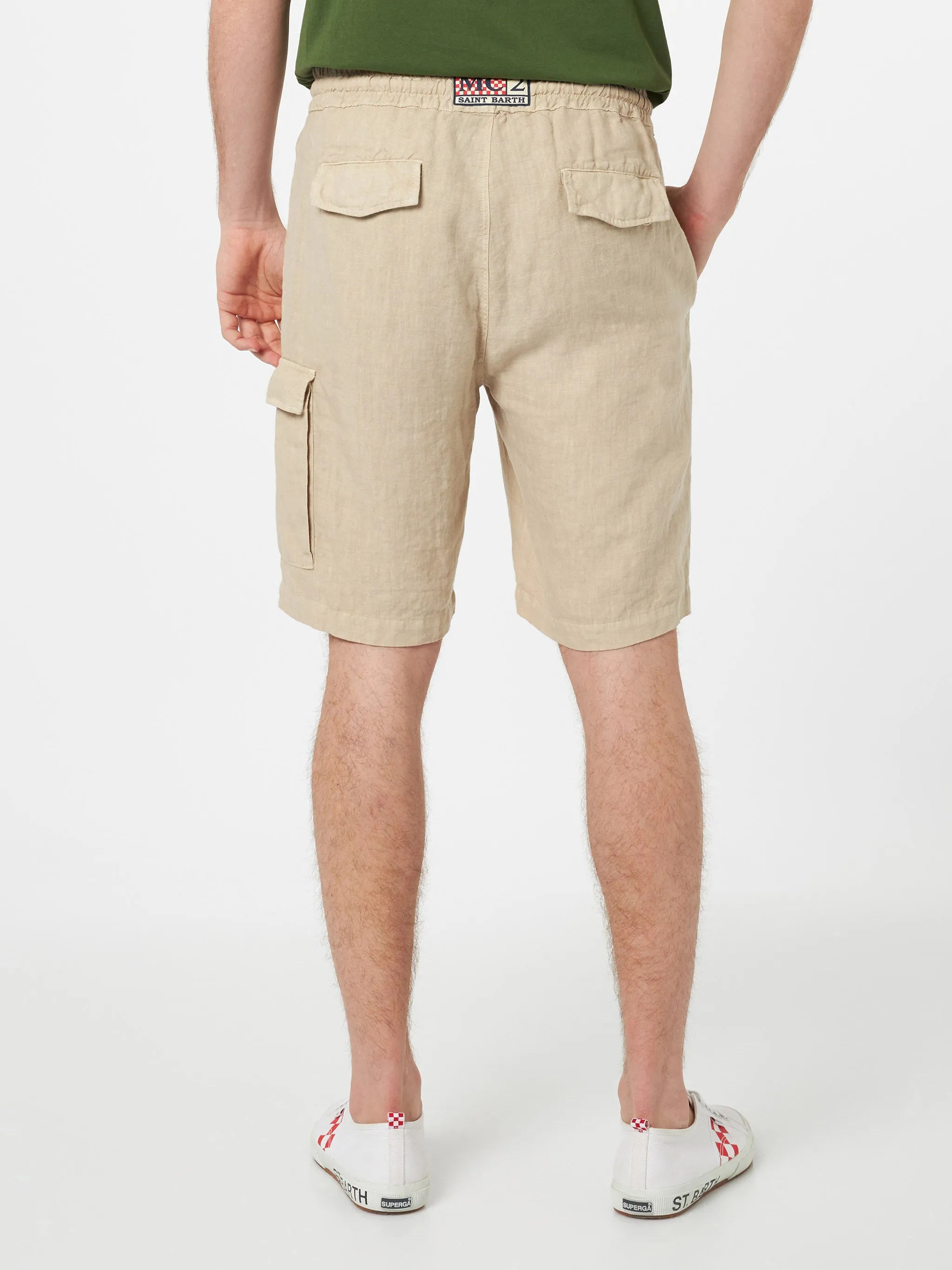 Man beige linen bermuda Marseille