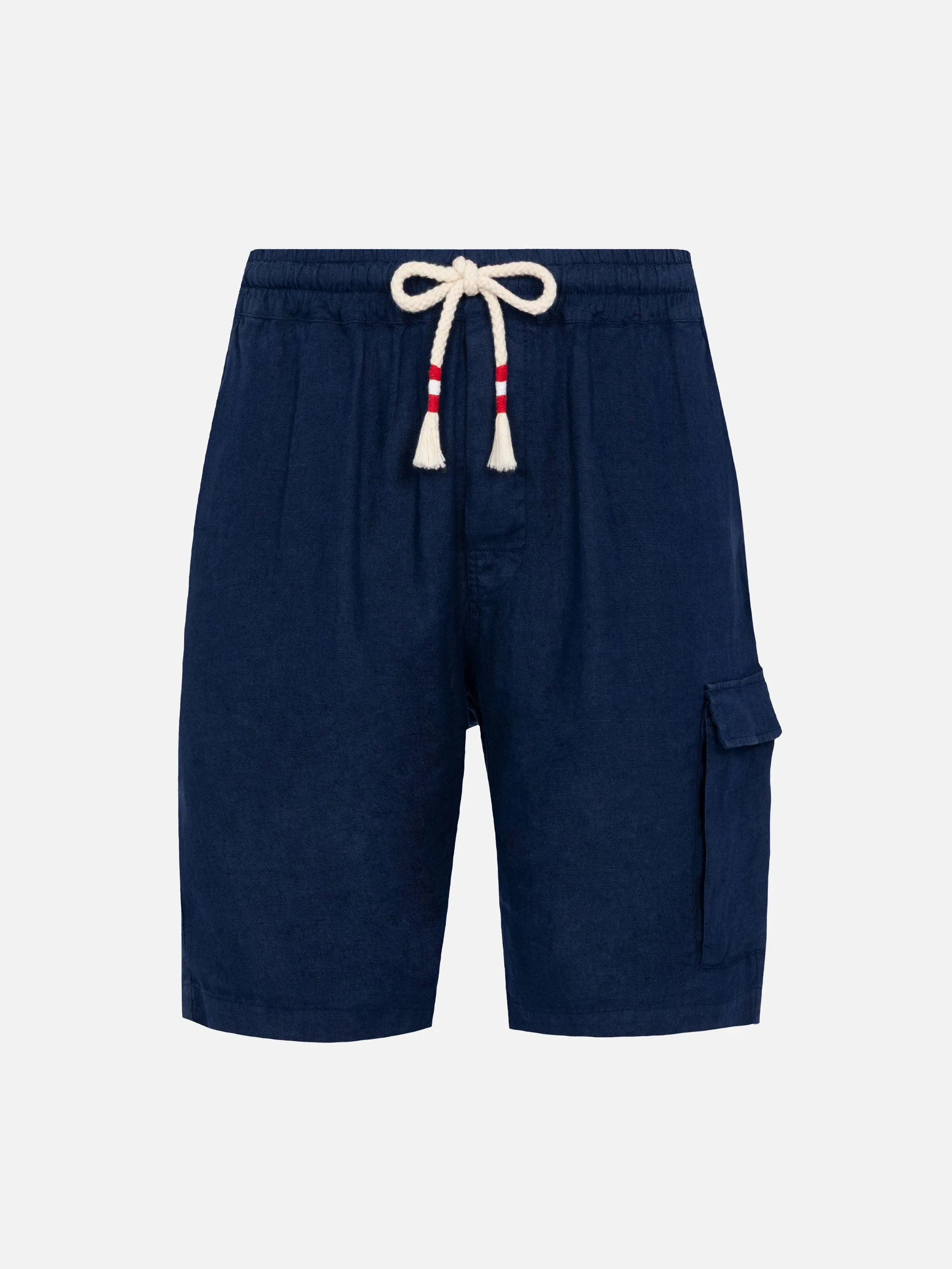 Man navy blue linen bermuda Marseille