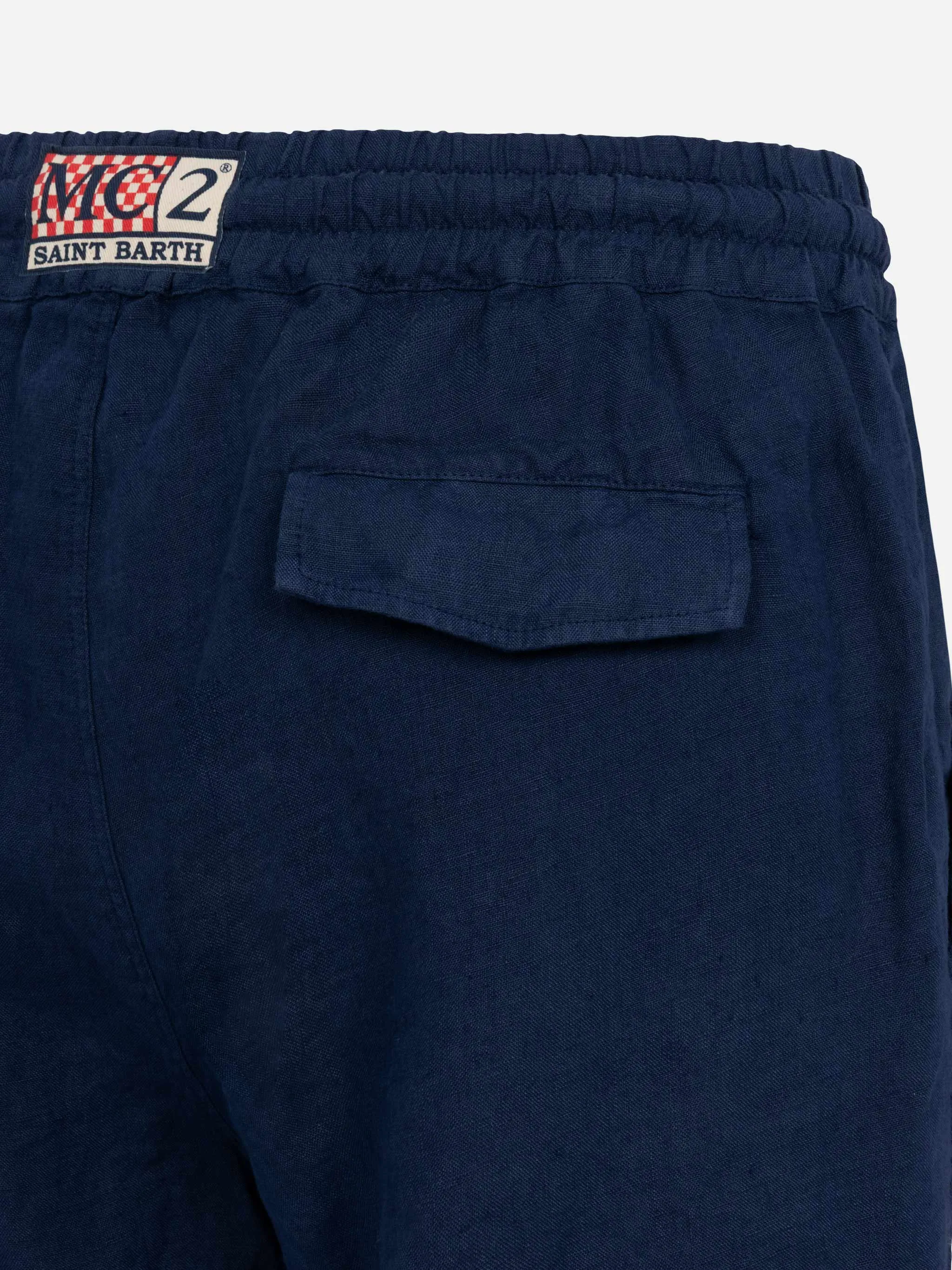 Man navy blue linen bermuda Marseille