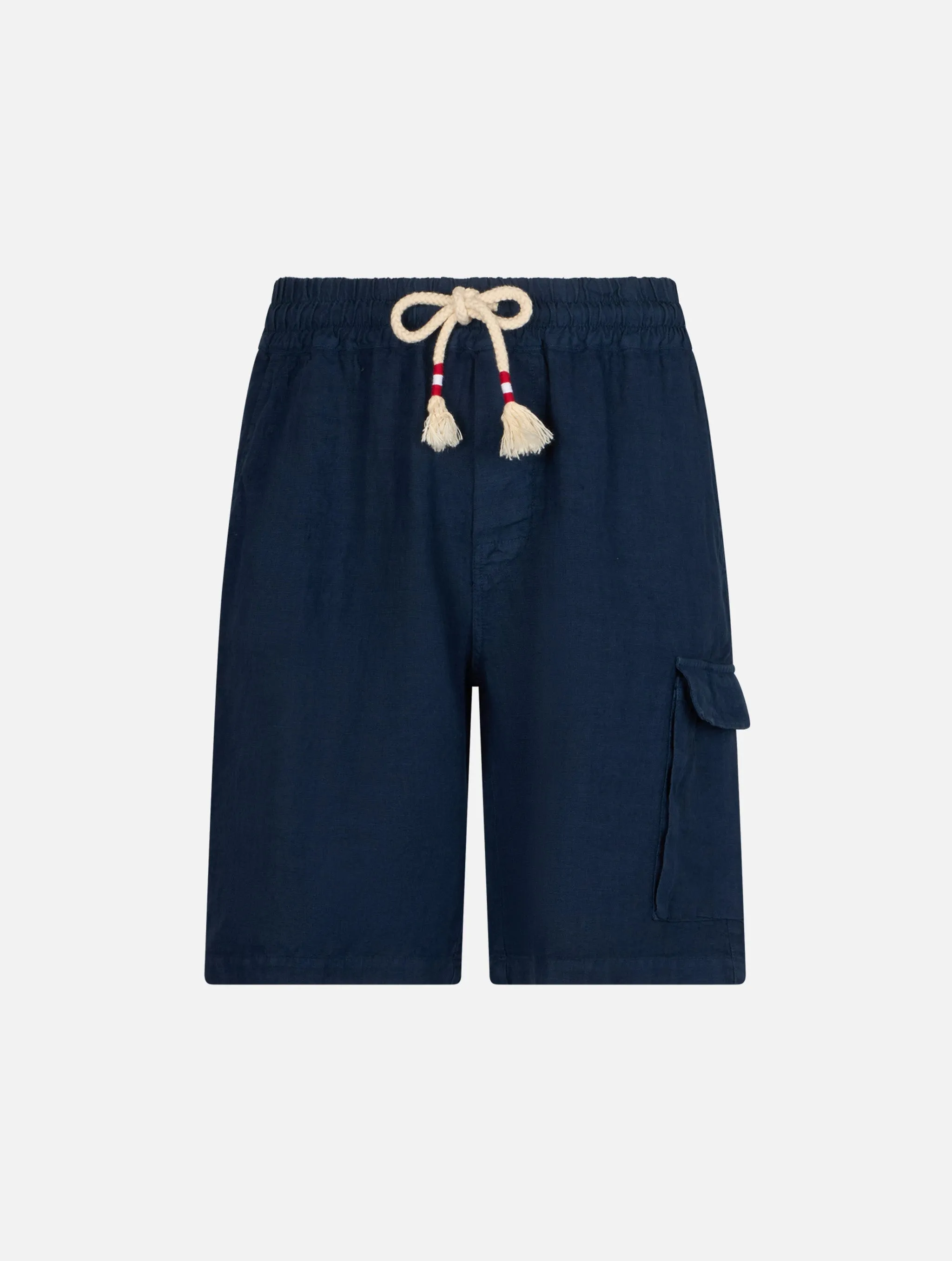 Man navy blue linen bermuda Marseille
