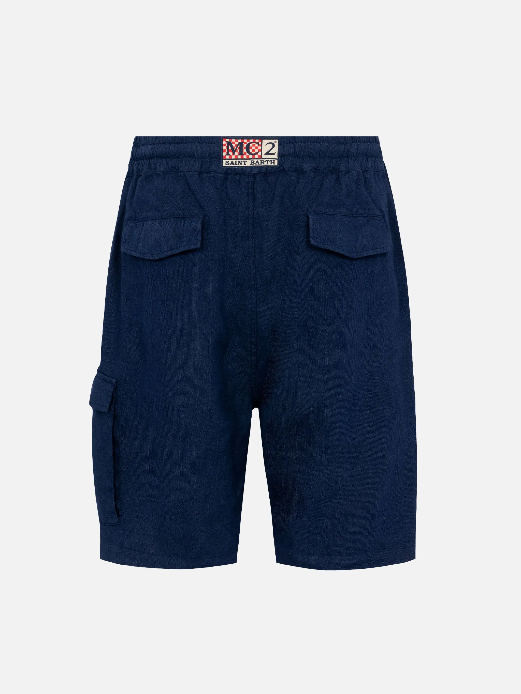 Man navy blue linen bermuda Marseille