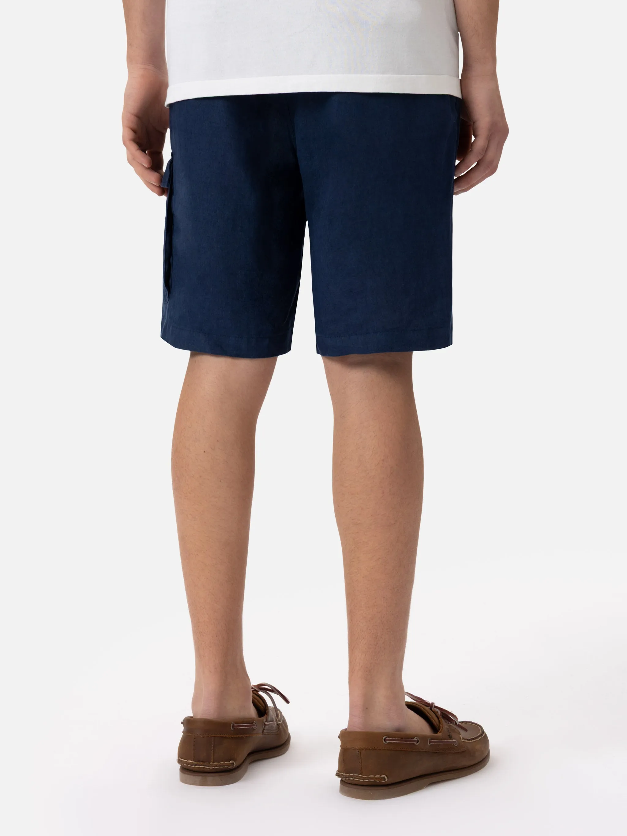 Man navy blue linen bermuda Marseille