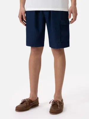 Man navy blue linen bermuda Marseille