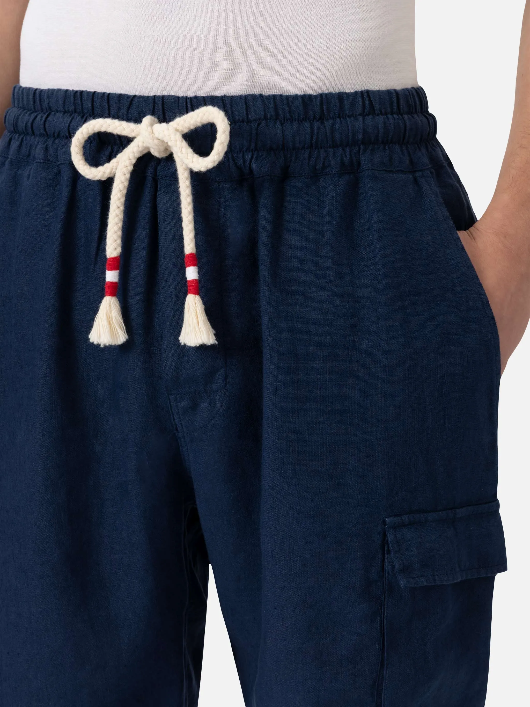 Man navy blue linen bermuda Marseille