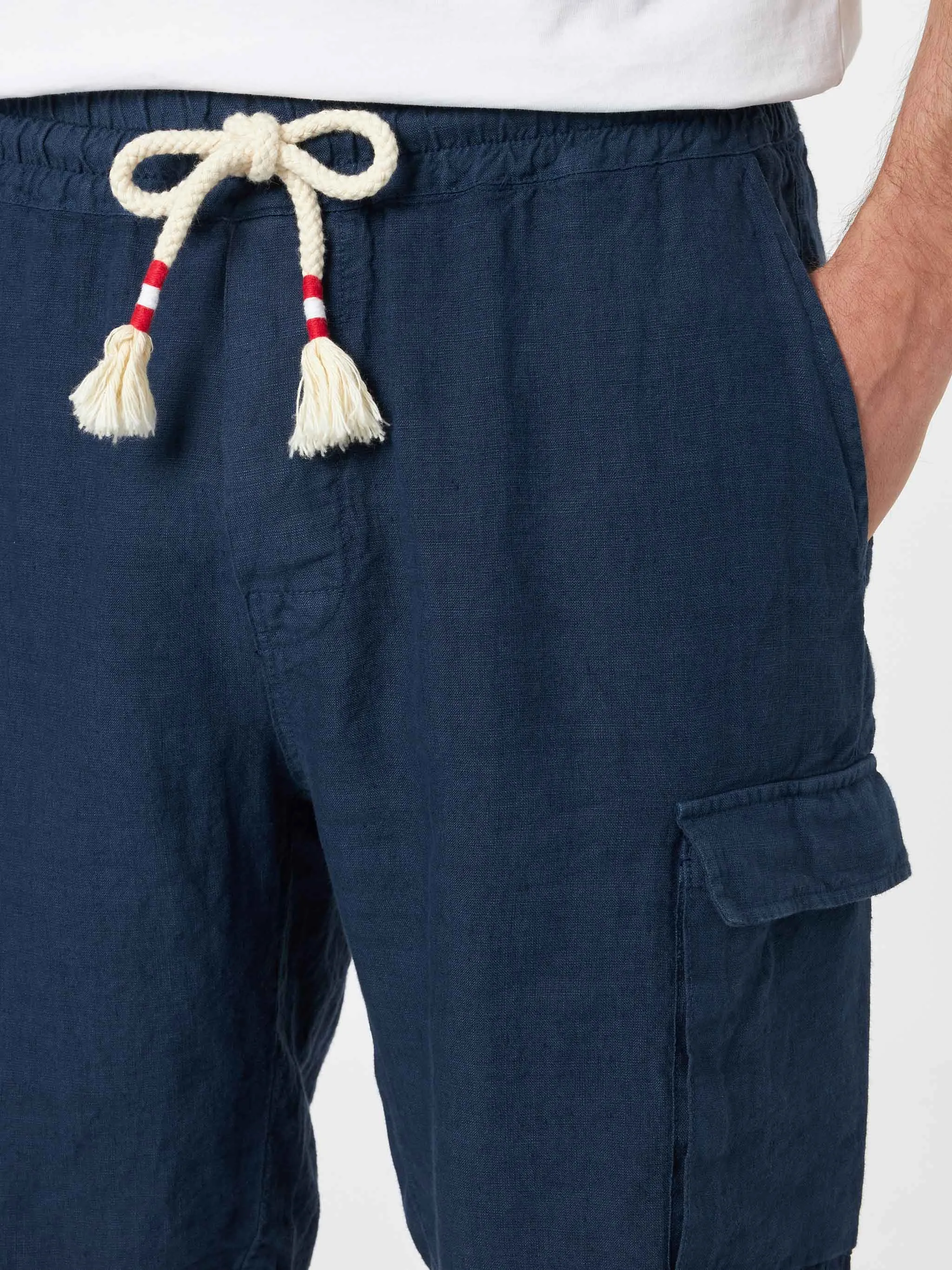 Man navy blue linen bermuda Marseille