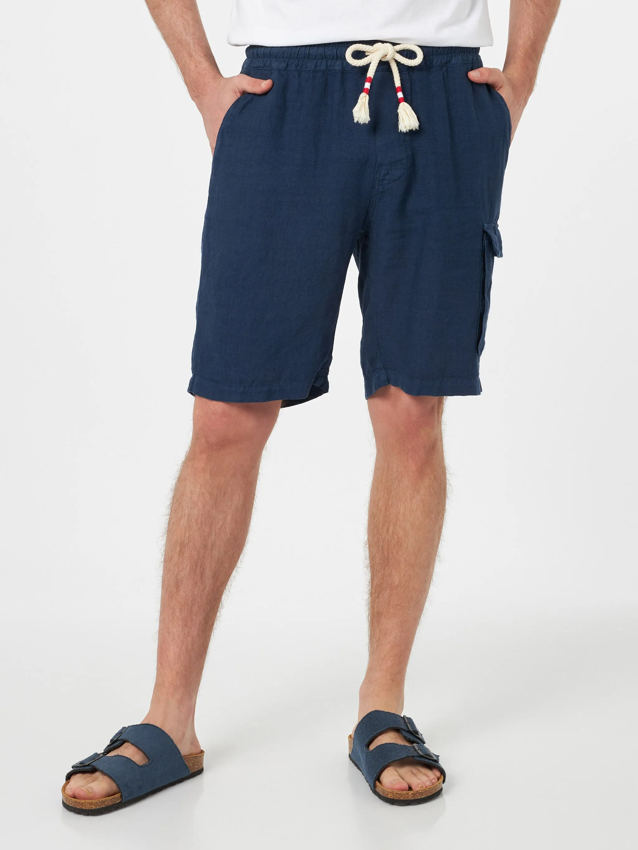 Man navy blue linen bermuda Marseille