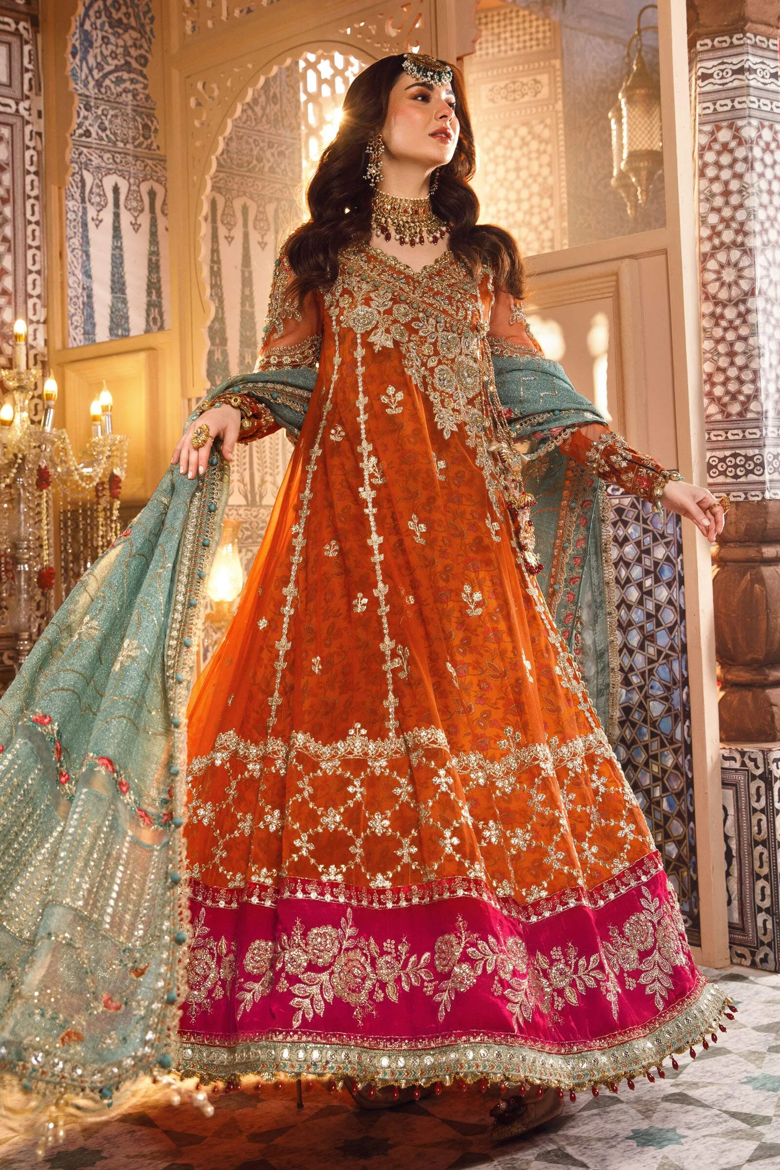 MARIA.B MBroidered Wedding Edition – Burnt Orange, Fuchsia Pink (BD-2506)