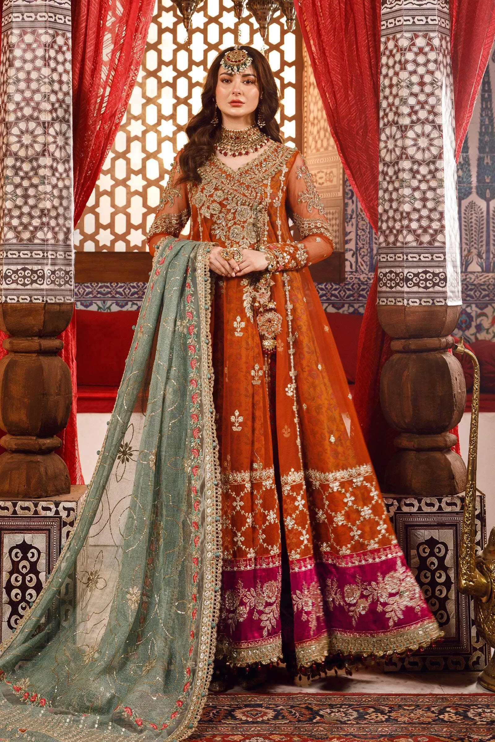 MARIA.B MBroidered Wedding Edition – Burnt Orange, Fuchsia Pink (BD-2506)