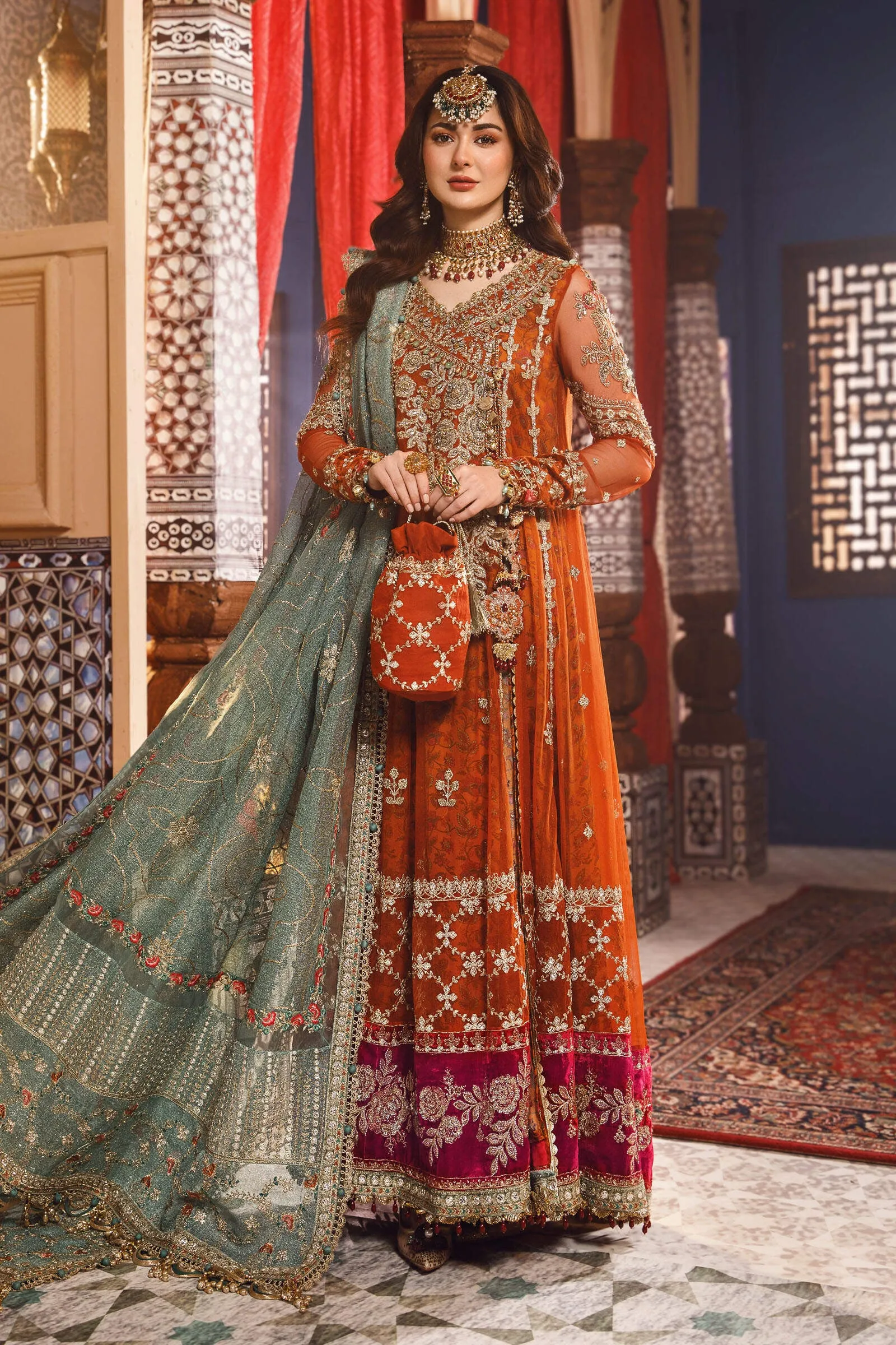 MARIA.B MBroidered Wedding Edition – Burnt Orange, Fuchsia Pink (BD-2506)