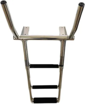 MARINE CITY 316 Grade Stainless Steel Anti-Slip Over Platform Telescoping Ladder with Retractable Handle (3 Step)