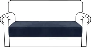 MAXIJIN Velvet Stretch Couch Cushion Covers Soft Loveseat Cushion Cover Replacement Sofa Seat Cushion Slipcovers RV Protector with Elastic Bottom (1 Piece Loveseat Cushion Cover, Navy Blue)